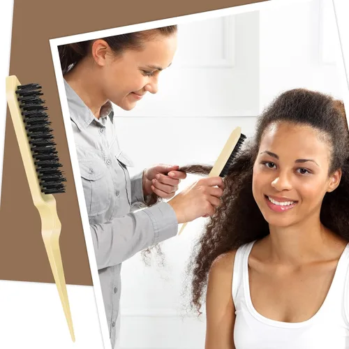 Vista 5 de Geiserailie Juego de 3 cepillos para cabello peinado hacia atrás, cepillo de cerdas, control de bordes, peine para desenredar para cabello negro