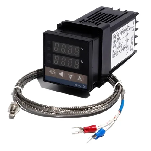 Vista 3 de REX-C100 Digital PID Temperature Thermostat Controller with M6 Thread Type K Thermocouple SSR/Relay Output Controller Kit(Controller Set 1m,Relay