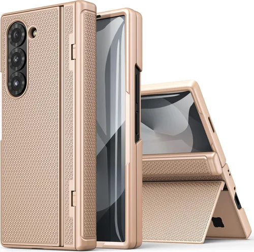 Vista 12 de BXYJY Funda para Samsung Galaxy Z Fold 6 con función atril, protector de pantalla frontal y protección de bisagra, ajuste delgado, resistente, duro