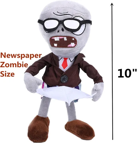 Vista 2 de PVZ - Juego de 3 piezas de peluche: morado, gris periódico, pantalones rojos, pantalones vaqueros, zombis, juguetes de felpa suave, gran regalo