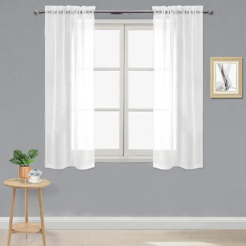 Vista 60 de DWCN Cortinas Transparentes Aqua de Voile Semitransparente con Bolsillo para Barra para Dormitorio y Sala de Estar, 36 x 36 pulgadas de Largo, Juego