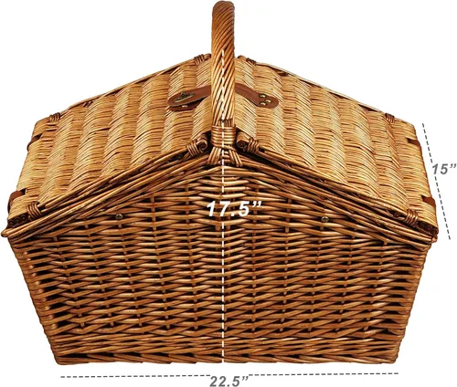 Vista 2 de Picnic at Ascot Huntsman - Cesta de picnic estilo inglés con servicio para 4 y manta - London Plaid