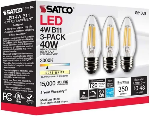 Vista 8 de Satco 6Pk 4.5w G25 Globo Filamento LED 2700K Base Mediana Regulable - 40W Equiv
