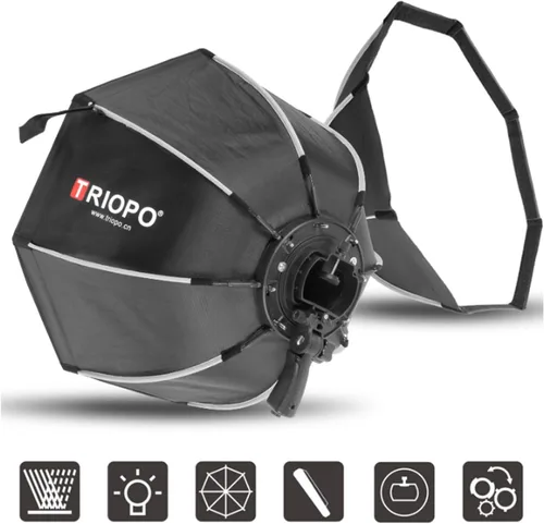 Vista 3 de Triopo Softbox 55 cm/21.6 pulgadas, paraguas octogonal para fotografía, para Godox V860II V860III V850II V850III TT600 TT685 TT685II YN560 III IV