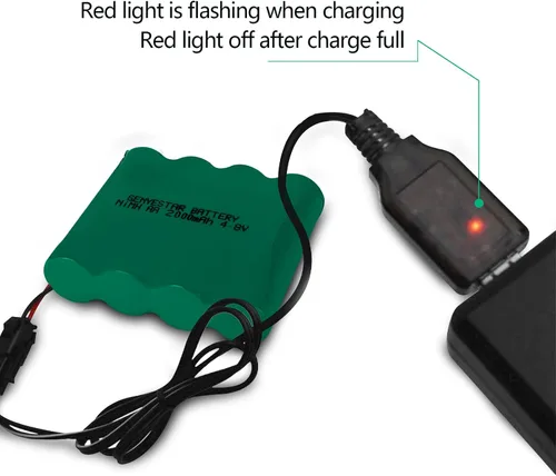 Vista 2 de Paquete de baterías de juguetes de 4.8 V, batería recargable Ni-MH AA de 2000 mAh con conector SM y cable de cargador USB, adecuada para luz solar