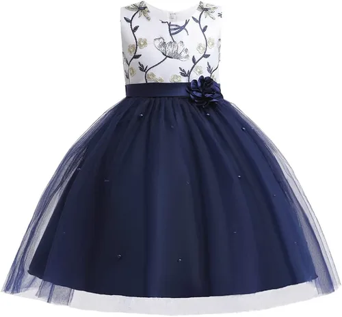 Vista 8 de 3M-9T Vestido de flores para bebé y niña, bordado, para concursos, fiestas y bodas, de encaje, de TUIJI Verde