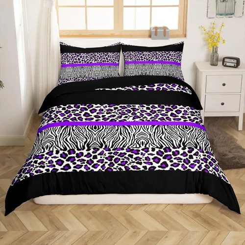 Vista 17 de Feelyou Leopard Bedding Set Twin Size, Cheetah Print Comforter Cover for Kids Boys Girls Animal Duvet Cover Safari Bedspread Cover Zipper