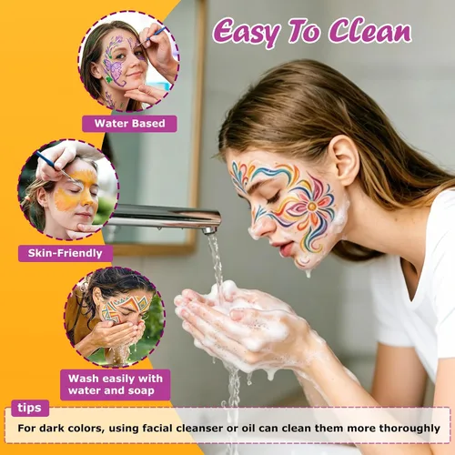 Vista 12 de Pintura del cuerpo de la cara de 16 colores, sistema a base de agua