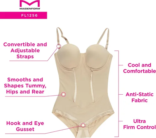 Vista 4 de Maidenform Moldeador de cuerpo de control ultra firme para mujer con brasier convertible integrado con aros