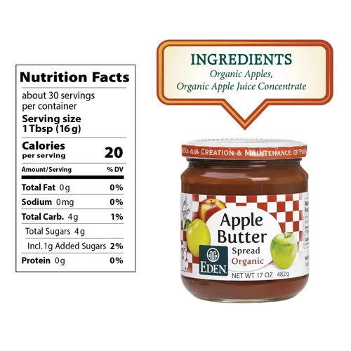 Vista 2 de Eden Foods Mantequilla de manzana orgánica, 17 onzas