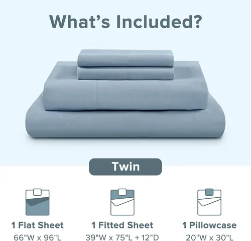 Vista 3 de Comfort Spaces Juego de sábanas 100% algodón transpirable, ligero, suave, con bolsillo elástico de 12 pulgadas que se adapta a colchones de hasta 14