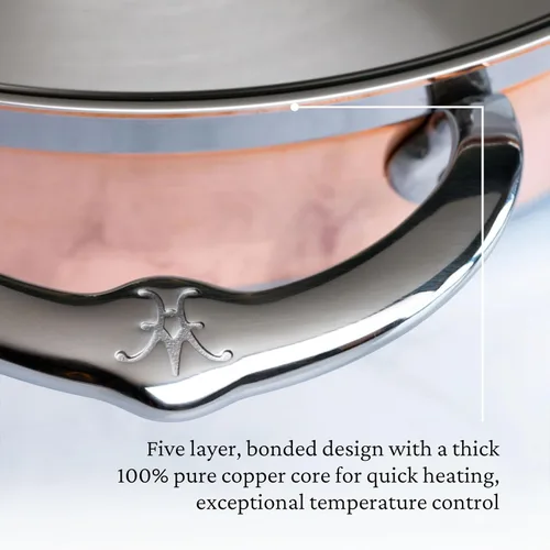 Vista 17 de Hestan - Colección CopperBond - Cacerola de cobre 100% puro, compatible con cocina de inducción, 1.5 cuartos