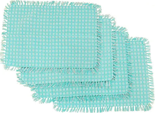 Vista 24 de Juego de 6 servilletas, verde botella tejidas con flecos, servilletas 100% algodón, tamaño 20x20 pulgadas, adecuadas para cenas formales, comidas