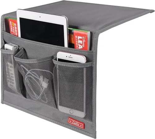 Vista 12 de Zafit Organizador de almacenamiento de mesita de noche, organizador de armario de mesa para mandos, teléfono, lentes (4 bolsillos, negro)