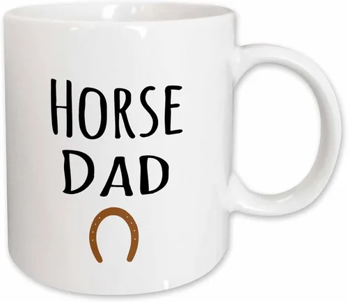 Vista 10 de 3dRose (mug_154021_4) Horse Dad - para dueños de equus masculinos y amantes de los equinos - entusiastas - texto negro con herradura marrón - Taza