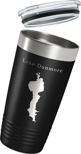 Vista 3 de Lake Dunmore Map Tumbler Travel Mug Insulated Laser Engraved Coffee Cup Vermont 20 oz Black