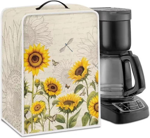 Vista 9 de Mumeson Funda para cafetera de girasol, extra grande, ligera, con asa, cubierta para máquina de café, tostadora, cubierta a prueba de polvo