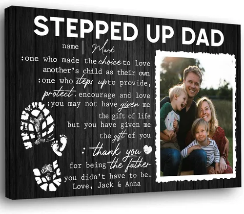 Vista 11 de Lienzo personalizado para papá con fotos, lienzo para el día del padre de parte de la hija, regalos de papá de parte de un hijo, arte de pared feliz