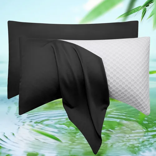 Vista 22 de Funda de almohada curvada para dormir de lado refrescante, tamaño Queen, 1 paquete de 20 x 30 pulgadas, color azul aguamarina Rayon Derived from