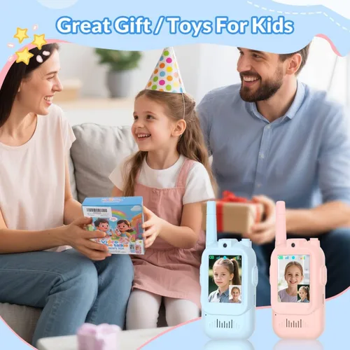 Vista 5 de Walkie Talkies de video para niños, video portero portátil recargable para niños, para juegos familiares, exteriores, campamento, senderismo