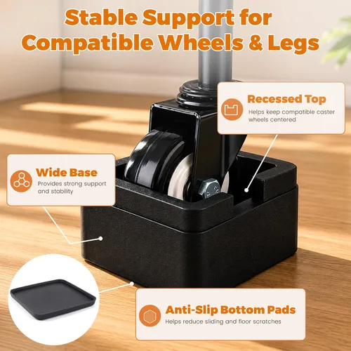 Vista 5 de BTSD-home Elevadores de cama resistentes de 2 pulgadas, elevadores de cama ajustables de 4 pulgadas que se adaptan a todas las ruedas de muebles