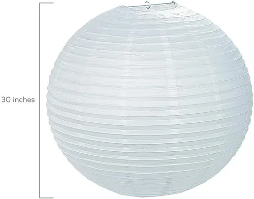 Vista 2 de Fun Express - Faroles de papel blanco jumbo de 30 pulgadas Large Hanging Lantern, Bridal Shower Decorations, Wedding Reception Ceiling Decor