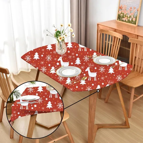 Vista 33 de Mantel ajustado blanco con elástico para mesas plegables de 48x48 pulgadas, manteles lavables y elásticos de elastano para mesas de cartas, manteles