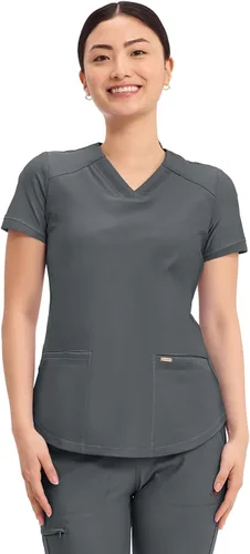 Vista 10 de Cherokee Form Blusas de Uniforme Médico para Mujeres, Blusa de Uniforme Médico de Punto Elástica con Cuello en V - CK840 Negro