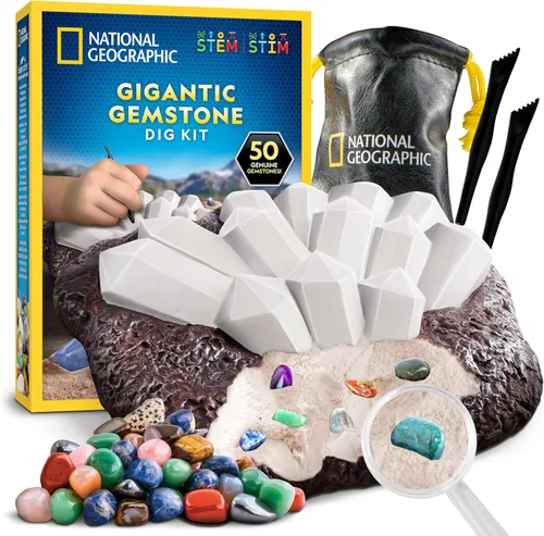 Vista 9 de Kit de excavación de piedras preciosas de National Geographic – Excava 10 piedras preciosas y cristales reales, kit científico para niños, kit
