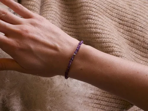 Vista 3 de BERGERLIN Pulsera de piedra natural real con perla de plata de ley 925 - Delicadas perlas facetadas - Pulseras genuinas con calidad certificada