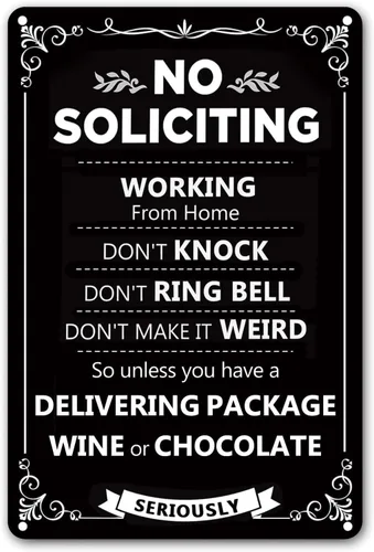 Vista 14 de Letrero de aluminio con texto en inglés "No Soliciting para casa con texto en inglés "No Soliciting" para puerta delantera, patio, «Don't Knock This