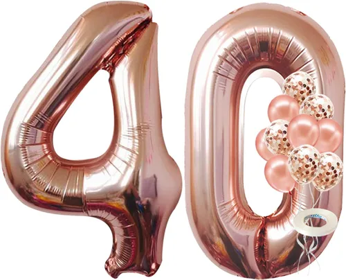 Vista 11 de KatchOn, Globos de oro rosa con el número 25, 40 pulgadas, decoraciones de cumpleaños de 25 para mujer, globos de cumpleaños de 25 años