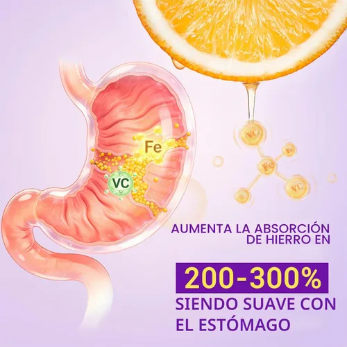 Vista 4 de Heivy Sulfato ferroso 325 mg con vitamina C 100 mg, 240 tabletas veganas