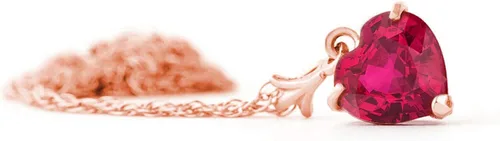 Vista 5 de Galaxy Gold GG Collar de oro rosa macizo de 14 quilates con forma de corazón de rubí hecho a mano con oro macizo y piedra preciosa auténtica.