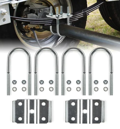 Vista 10 de Kit de pernos en U para remolque de alta resistencia para eje de remolque de 3,500 libras Ejes redondos de 2-3/8 pulgadas Perno U de 5-1/2