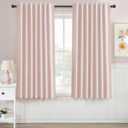 Vista 85 de UHITECH Cortinas opacas de 35 pulgadas de largo para sala de estar, 2 paneles, cortina opaca corta para cocina para ventanas pequeñas, cortinas
