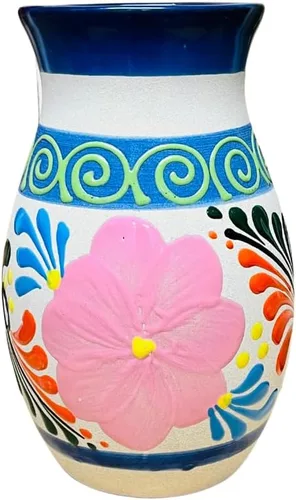 Vista 3 de Florero Ovulo - Decoración mexicana para el hogar - Jarrón de arcilla - Jarrón de arcilla Michoacán - Jarrón ovalado de arcilla - Jarrón hecho a