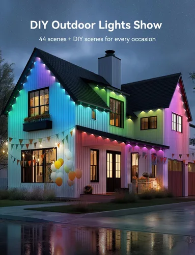 Vista 8 de Luces permanentes para exteriores, luces LED inteligentes para exteriores, luces de Navidad RGB que cambian de color, modos de escena, IP67