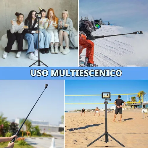 Vista 7 de Trípode para selfie stick de 64 pulgadas de bolsillo 3 4 4P para cámara GoPro, soporte extensible Xtra Muse de liberación rápida 1/4 pulgadas