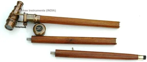 Vista 8 de Juego de dos brújulas/telescopio de madera bastón-bastón de latón brújula/mango de telescopio