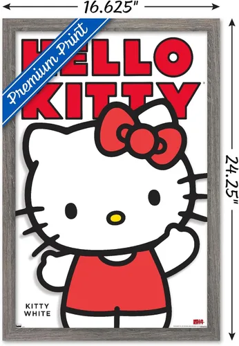 Vista 3 de Póster de pared de Hello Kitty and Friends: Hello - Kitty White Feature Series, 22.4 pulgadas de largo x 14.7 pulgadas de ancho, versión enmarcada