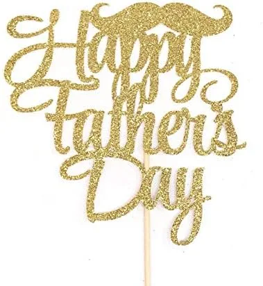 Vista 2 de Happy Father's Day Cake Topper, Happy Dada's Day Cake Topper, Fathers Day Topper, Mustache Topper