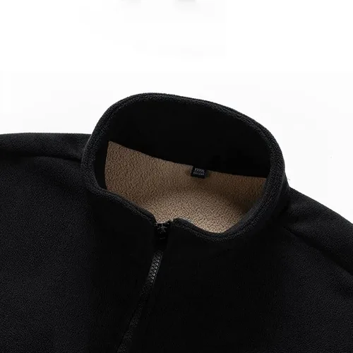 Vista 4 de Flygo Sudadera de forro polar para hombre, con forro de sherpa, de gran tamaño, con media cremallera