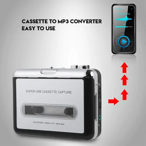 Vista 9 de Socobeta Convertidor de audio Cinta a PC Cassette Convertidor Grabadora Digital Audio Reproductor de música con auriculares