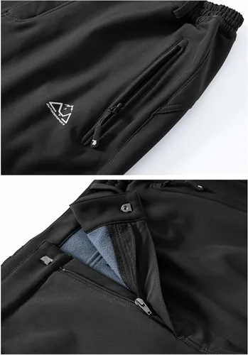 Vista 7 de Rdruko Pantalones de nieve de invierno para hombre, impermeables, aislados, de vellón, para esquí, snowboard
