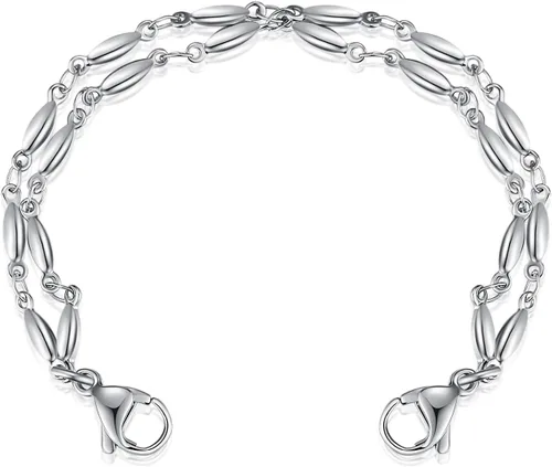 Vista 5 de LinnaLove Cadena intercambiable de acero inoxidable para pulseras de identificación de alerta médica para mujeres y hombres, No es una piedra