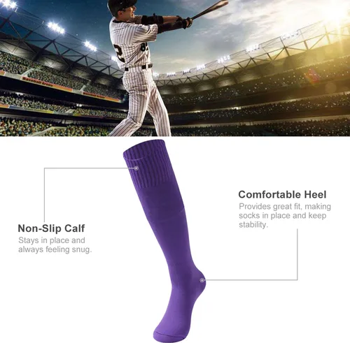 Vista 3 de Three street - Calcetines de fútbol, béisbol, sóftbol, unisex, hasta la rodilla, de compresión, de tubo deportivo, de compresión, 2-10 pares