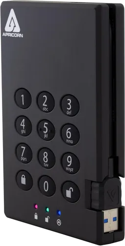 Vista 3 de Apricorn 500GB Aegis Candado USB 3.0 256-bit AES XTS Hardware Cifrado Disco Duro Portátil Externo (A25-3PL256-500)
