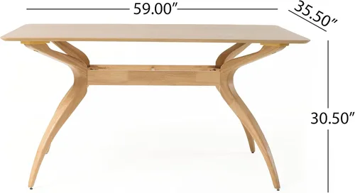 Vista 3 de Christopher Knight Home Lucious - Juego de comedor rectangular de patas curvas, juego de 5 piezas, roble natural / té verde