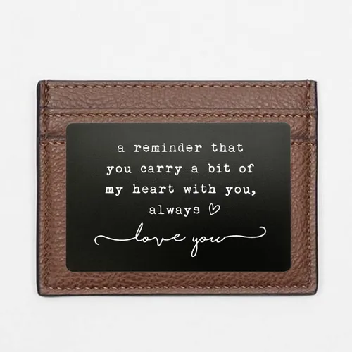 Vista 2 de Wallet Insert, Engraved Gift For Him, Valentine’s Day Gift, Birthday Gift, Hubby Gift, Engraved Wallet Insert Card, Reminder You Carry My Heart